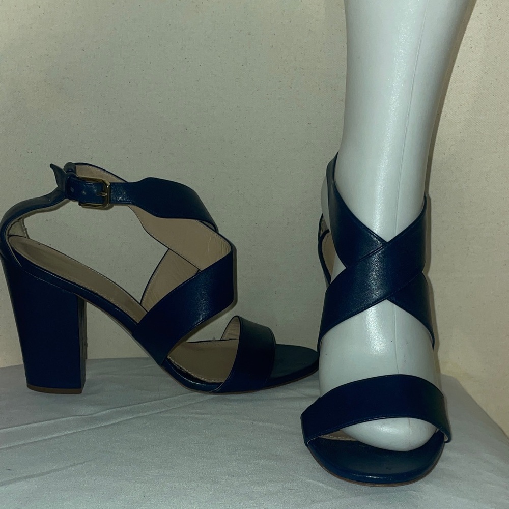 J. Crew Dark Blue Strappy Heels